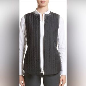 Lafayette 148 New York Bailey Alpine Vest Size XXL Gray Wool Quilted Zip Up Vest